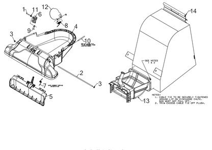 Nozzle And Grassbag Diagram and Parts List for CSV050 (24B05MP710)(2019) Cub Cadet Chipper Shredder